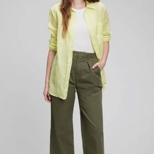 Gap Women's Linen Boyfriend Shirt in Citron Yellow